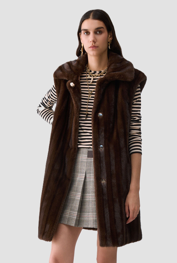 Gilet in ecopelliccia donna marrone 