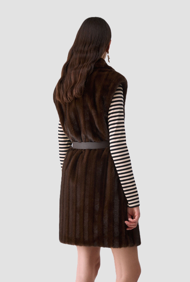 Gilet in ecopelliccia donna marrone 