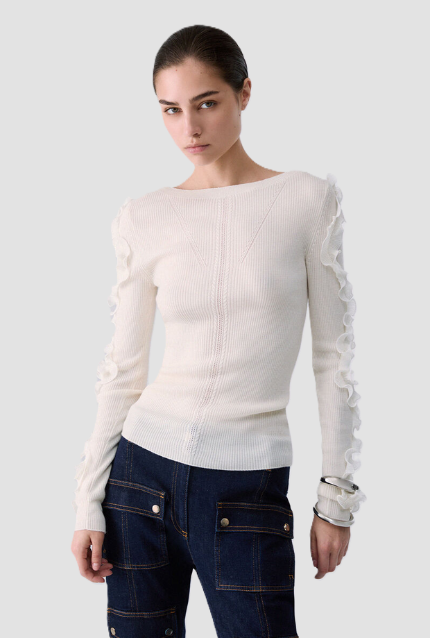 Maglia con rouches donna bianco 
