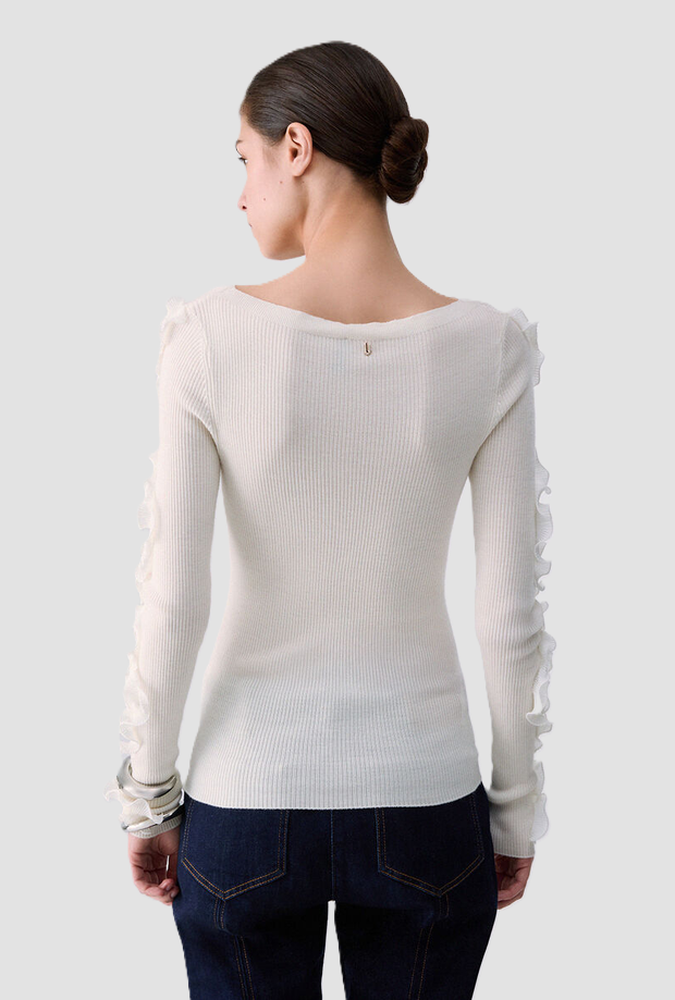 Maglia con rouches donna bianco 