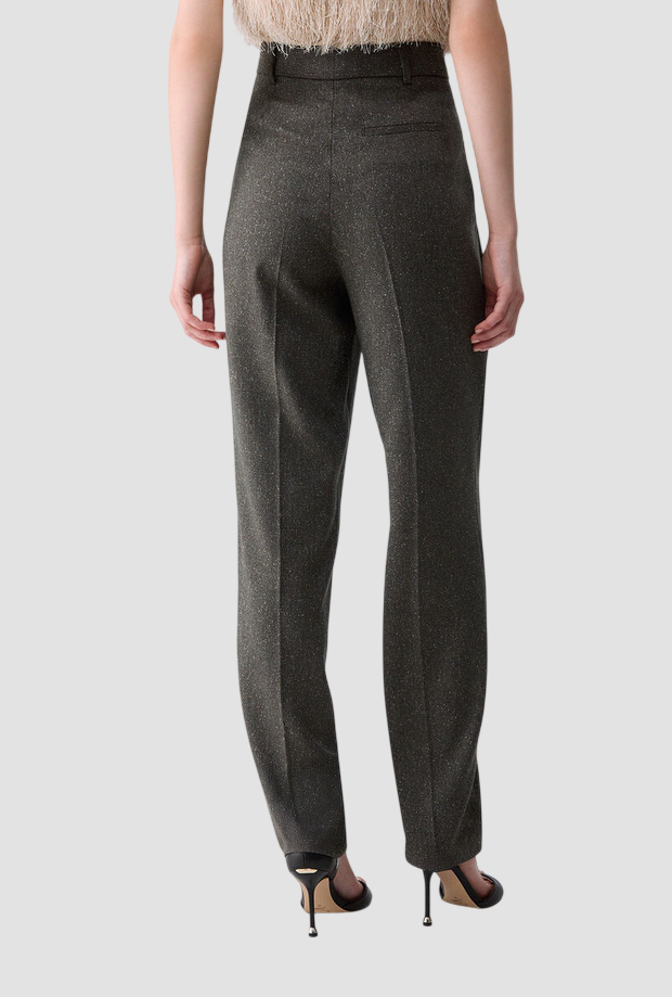 Pantalone in tweed donna verde 