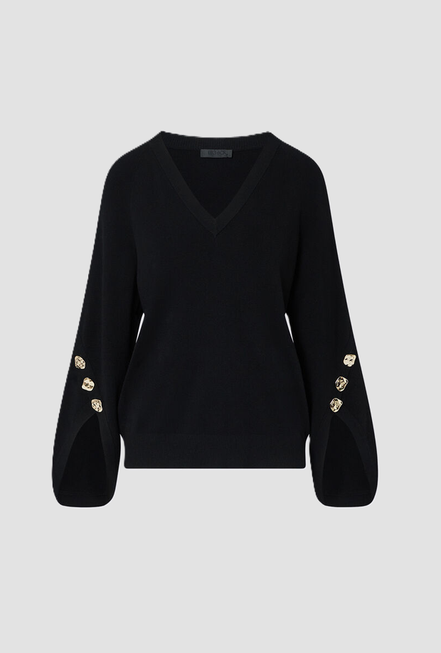 Maglia con spacchetti donna nero 