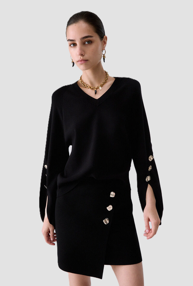 Maglia con spacchetti donna nero 