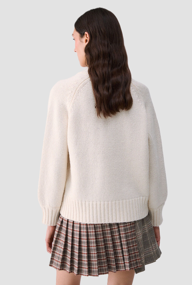 Maglia con piume e paillettes donna burro 