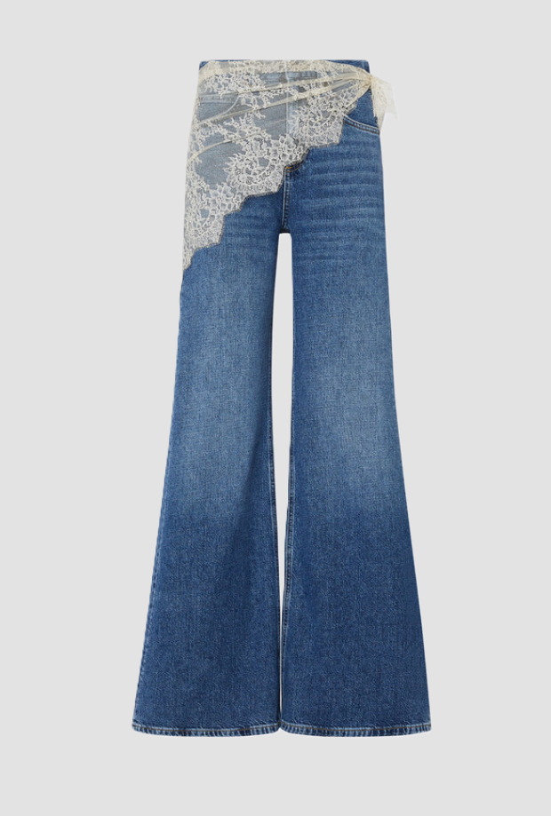 Jeans con bandana in pizzo donna blu denim 