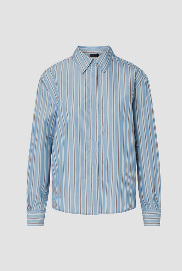 Camicia con dettaglio in pizzo donna azzurro 