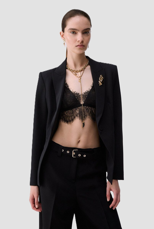 Giacca con spilla donna nero 