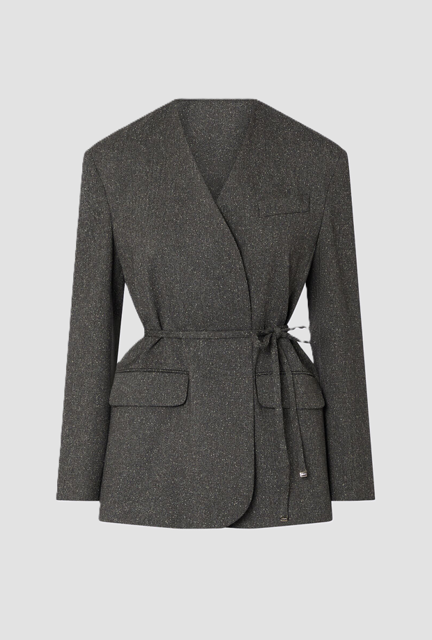 Giacca con cintura donna verde 