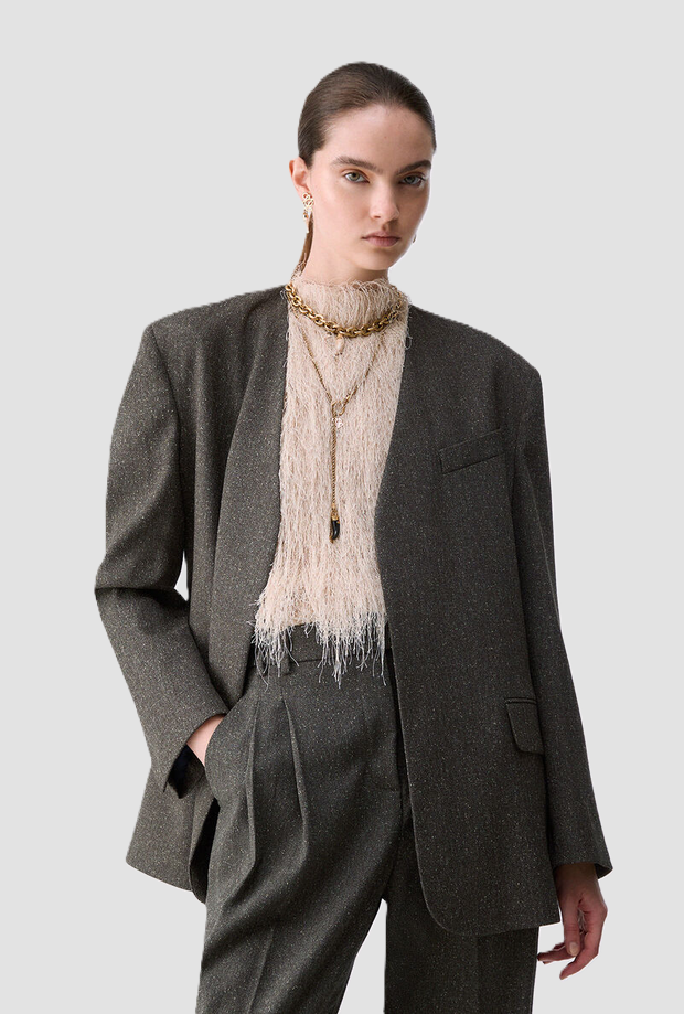 Giacca con cintura donna verde 