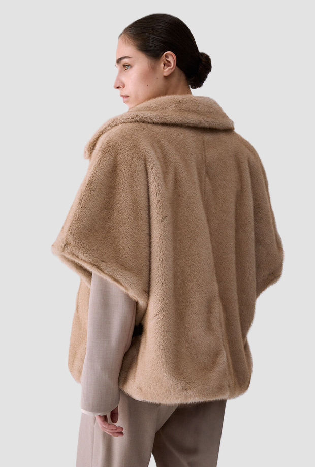 Cappa in ecopelliccia donna cammello 