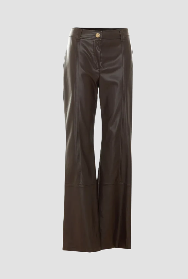 Pantalone effetto pelle donna moka 
