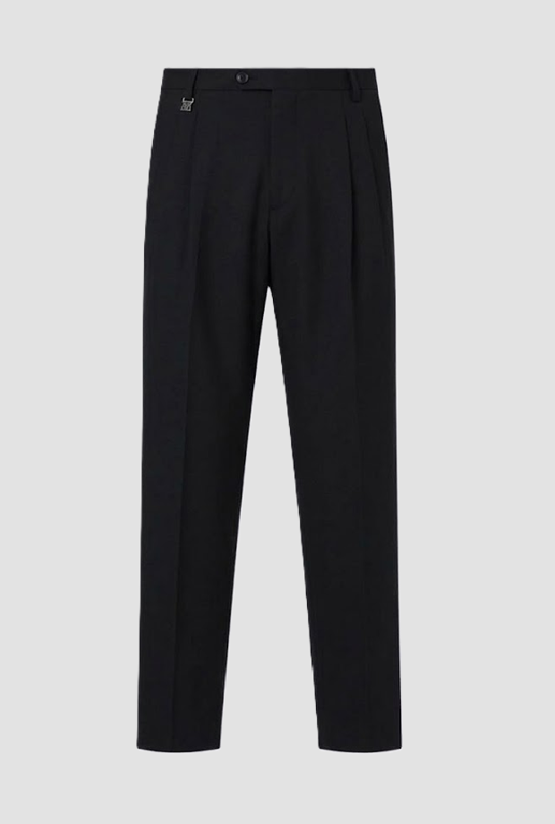Pantalone misto lana uomo nero 