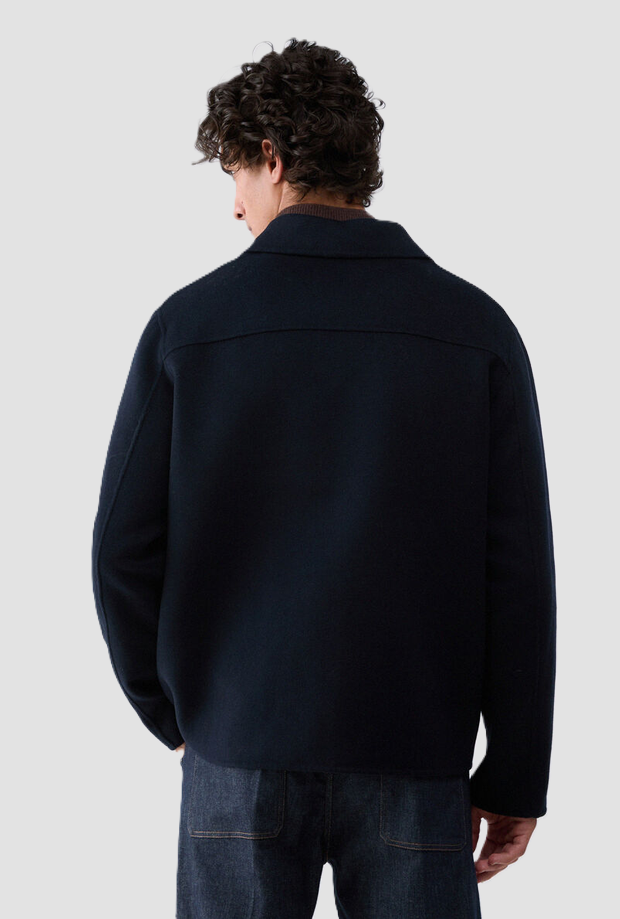 Giubbino in panno uomo blu scuro 