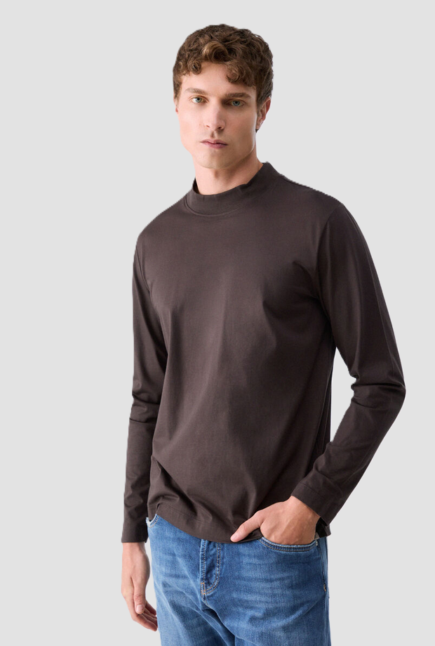 T-shirt a maniche lunghe uomo marrone 
