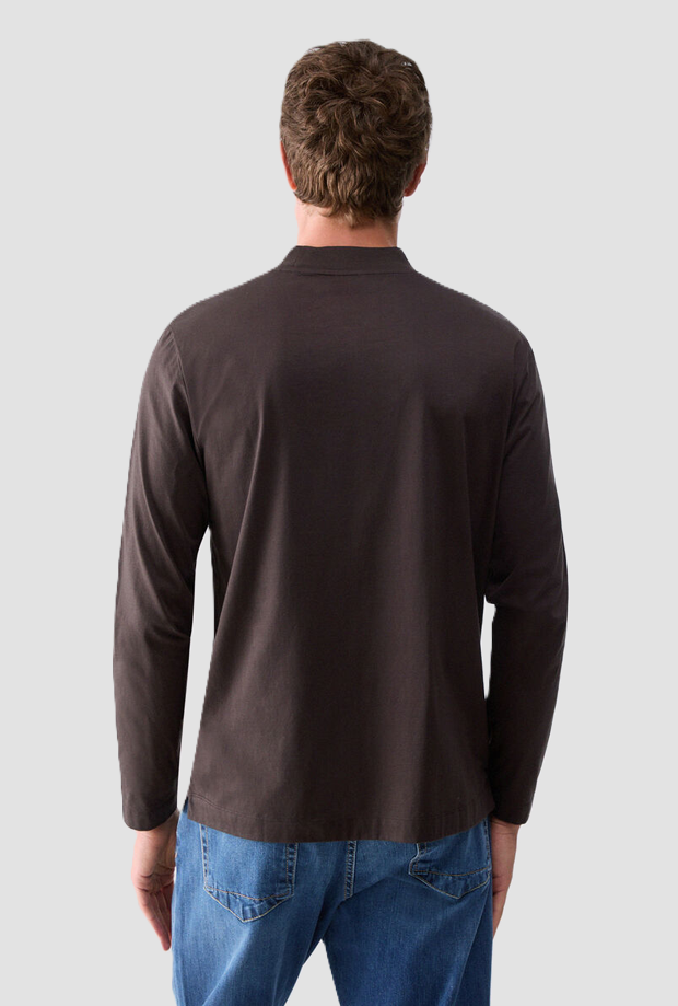 T-shirt a maniche lunghe uomo marrone 