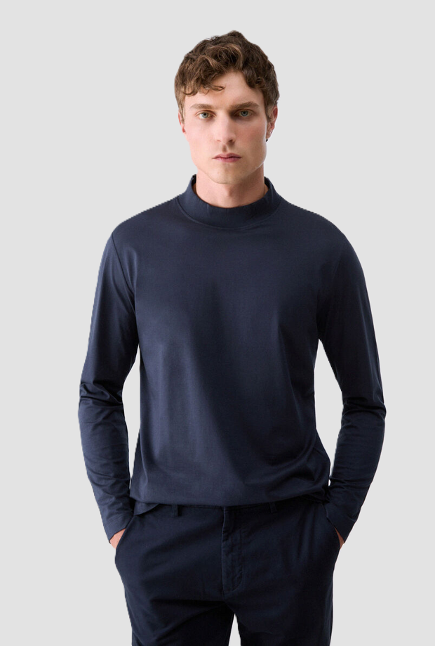 T-shirt a maniche lunghe uomo blu scuro 
