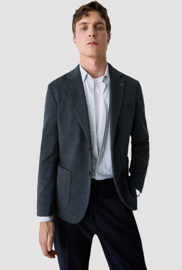 Giacca monopetto uomo grigio scuro 