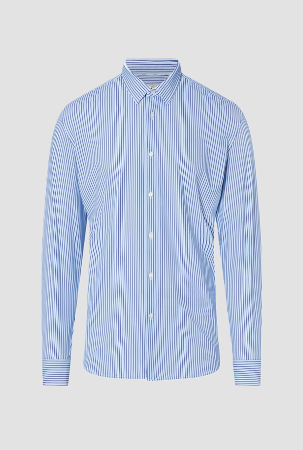 Camicia a righe da uomo azzurro 