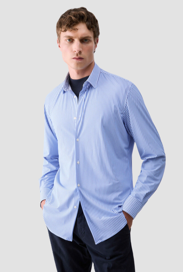 Camicia a righe da uomo azzurro 