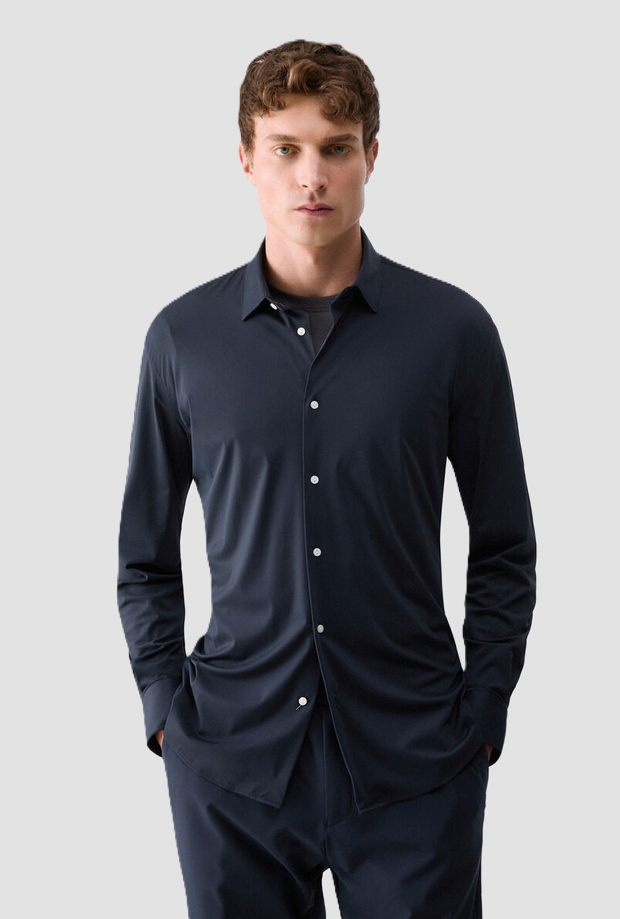Camicia in jersey uomo blu scuro 