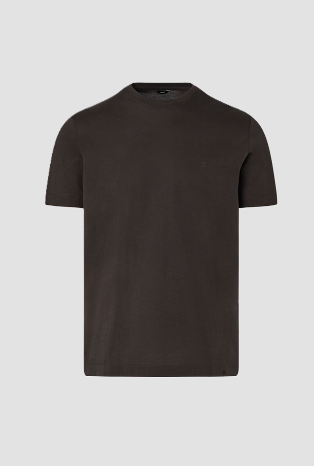T-shirt con logo ricamato uomo marrone 