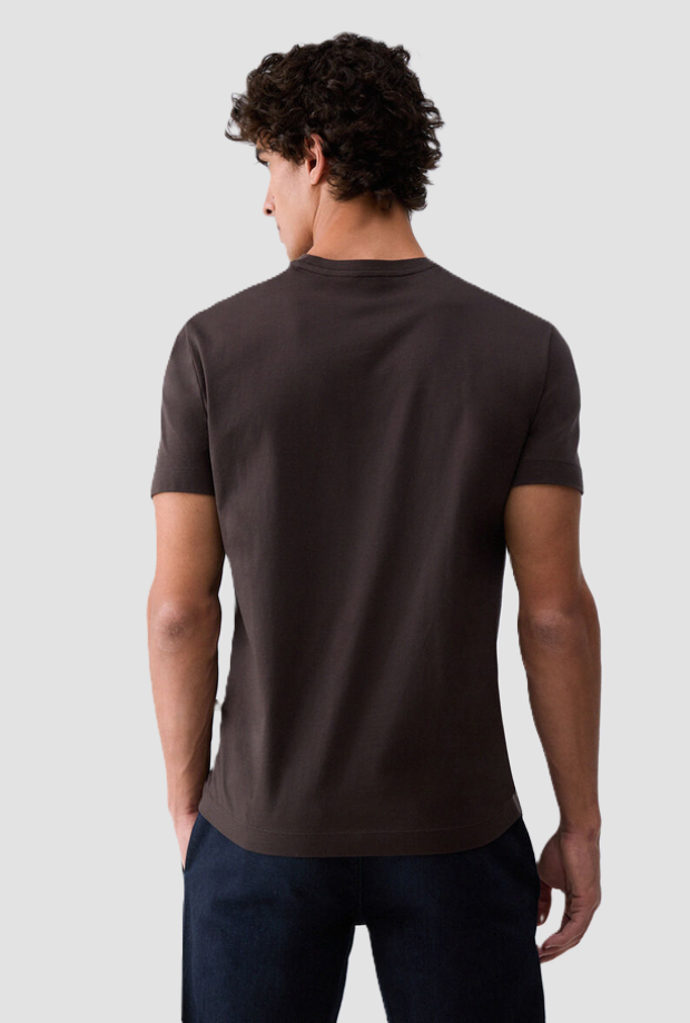 T-shirt con logo ricamato uomo marrone 