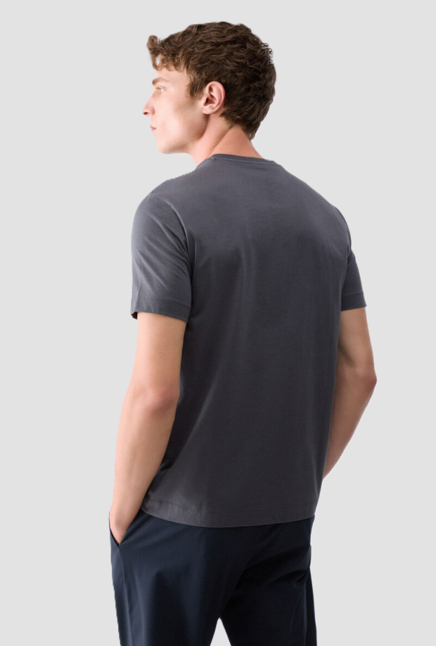 T-shirt con logo ricamato uomo grigio scuro 