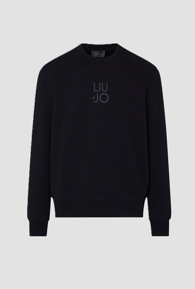 Felpa girocollo con logo uomo nero 