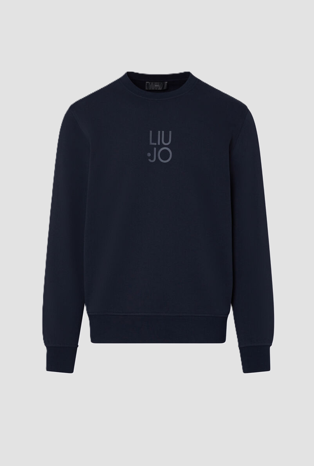 Felpa girocollo con logo uomo blu scuro 