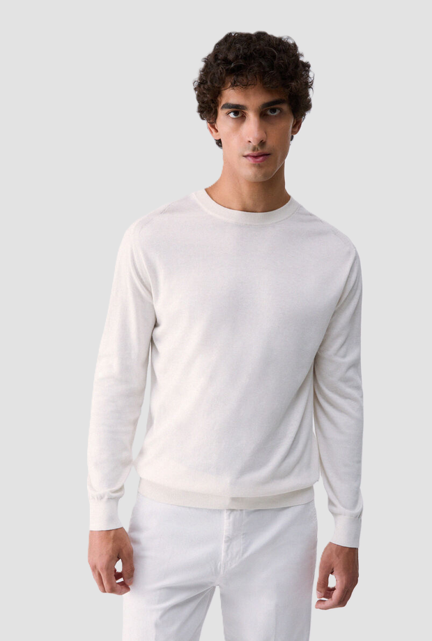 Maglia misto seta uomo bianco 