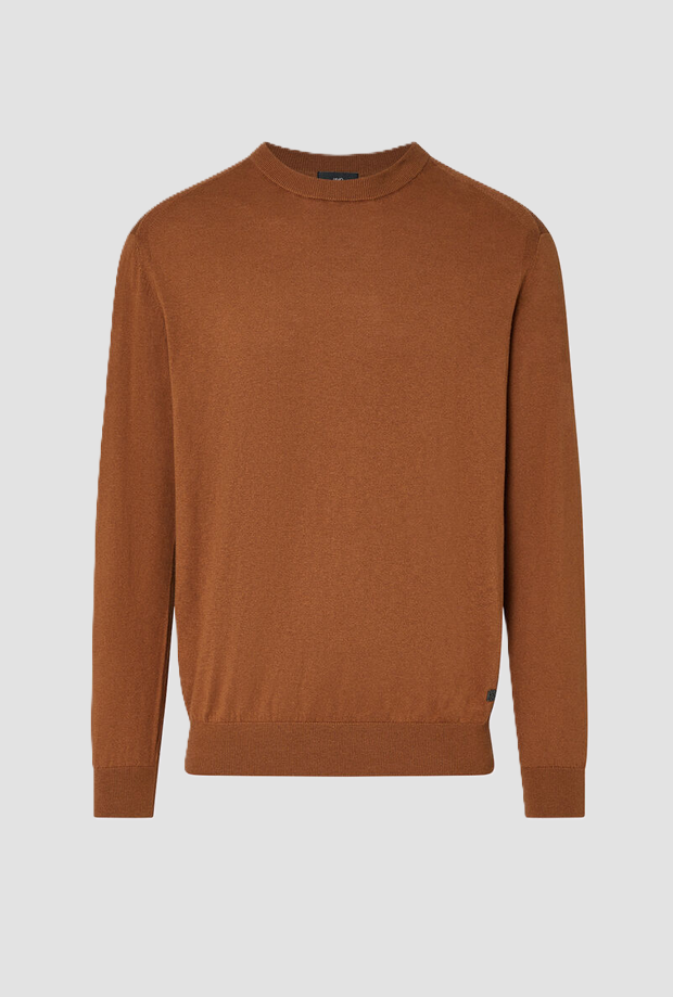 Maglia misto seta uomo marrone 