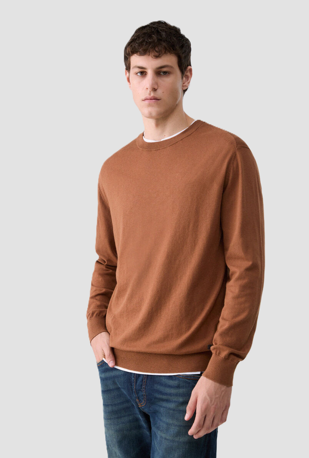 Maglia misto seta uomo marrone 