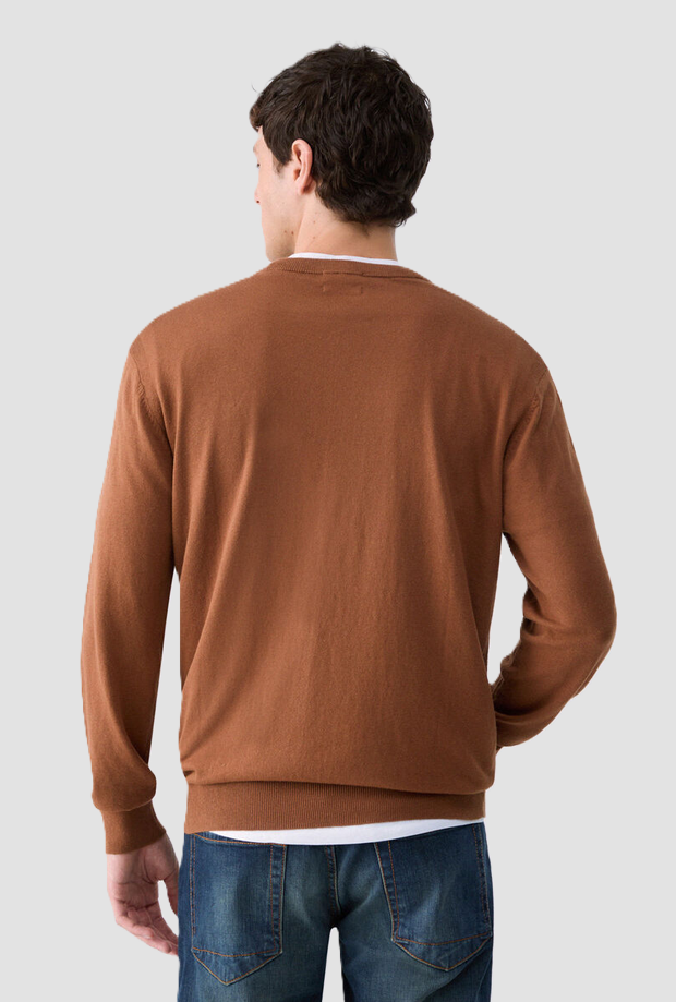Maglia misto seta uomo marrone 
