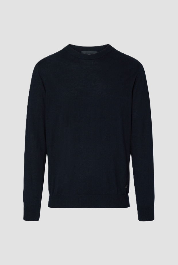 Maglia misto seta uomo blu scuro 