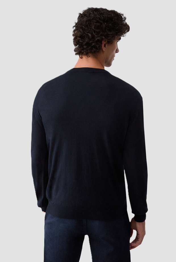 Maglia misto seta uomo blu scuro 