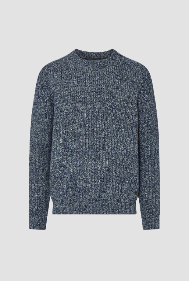Maglia in misto lana uomo blu scuro 