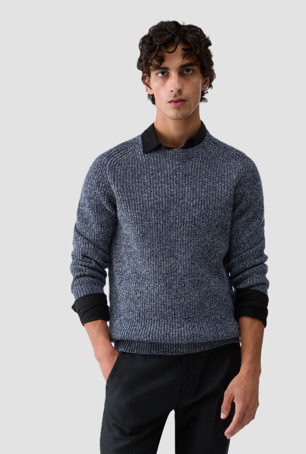 Maglia in misto lana uomo blu scuro 