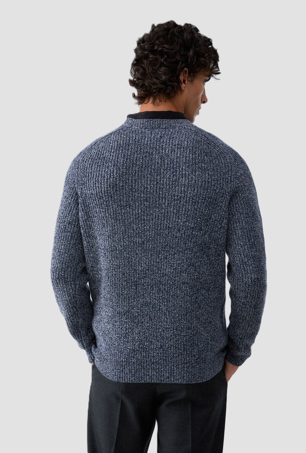 Maglia in misto lana uomo blu scuro 
