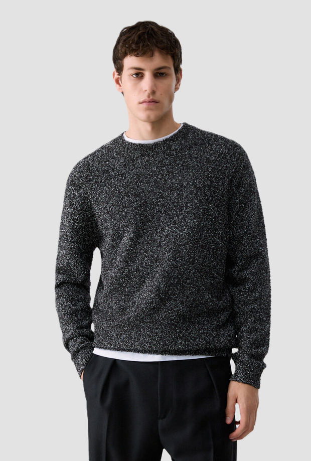 Maglia in bouclé uomo nero 