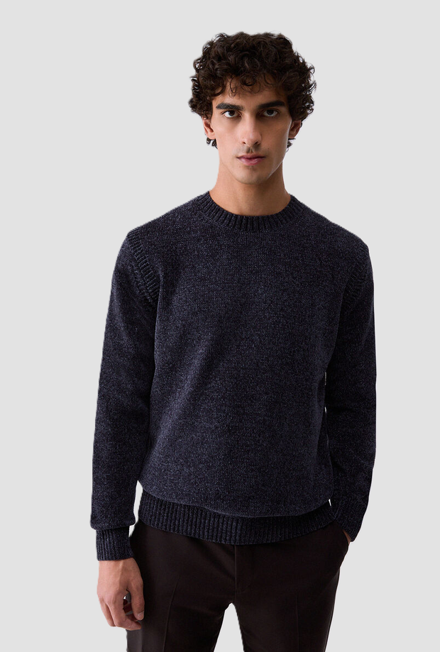 Maglia girocollo uomo blu scuro 