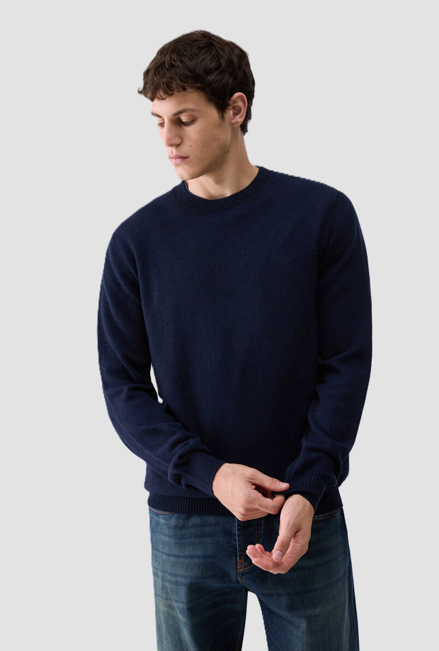Maglia misto cashmere uomo blu scuro 