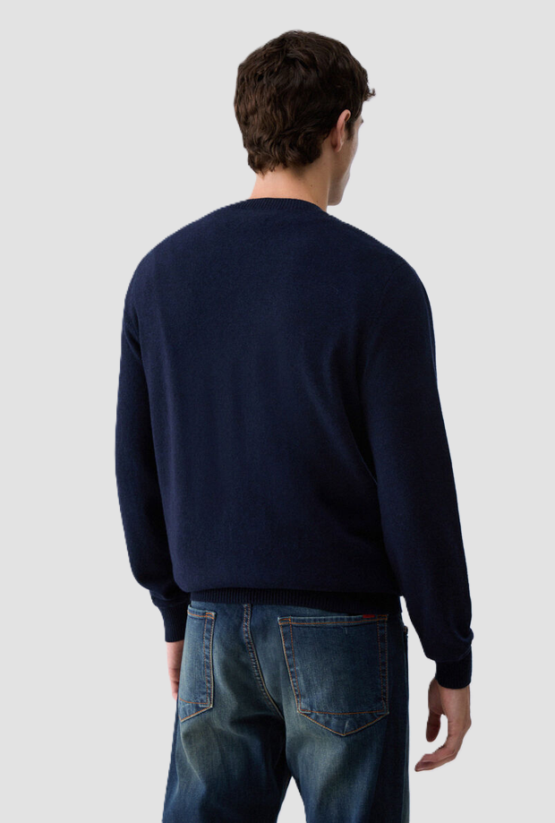 Maglia misto cashmere uomo blu scuro 