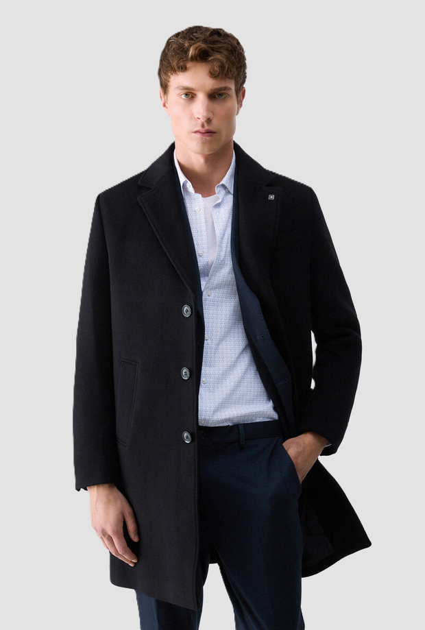 Cappotto misto lana uomo nero 