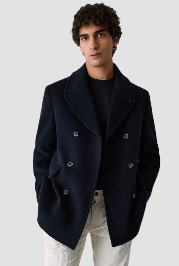 Cappotto corto uomo blu scuro 