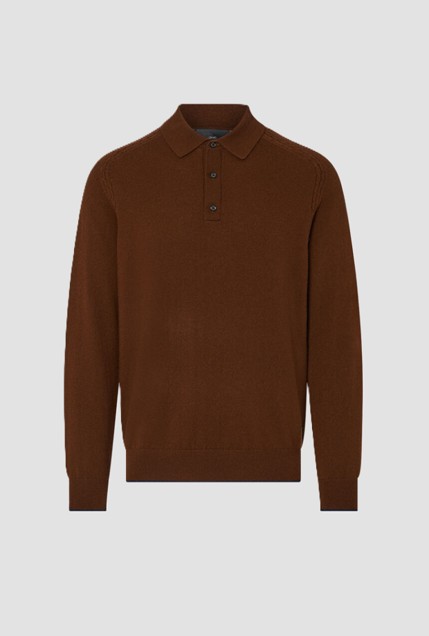 Polo in maglia uomo marrone 