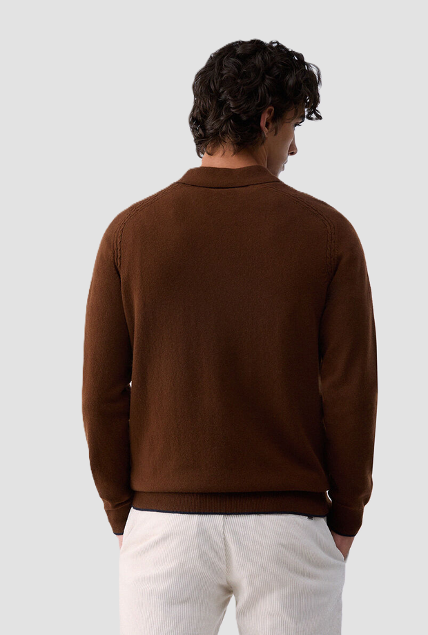 Polo in maglia uomo marrone 