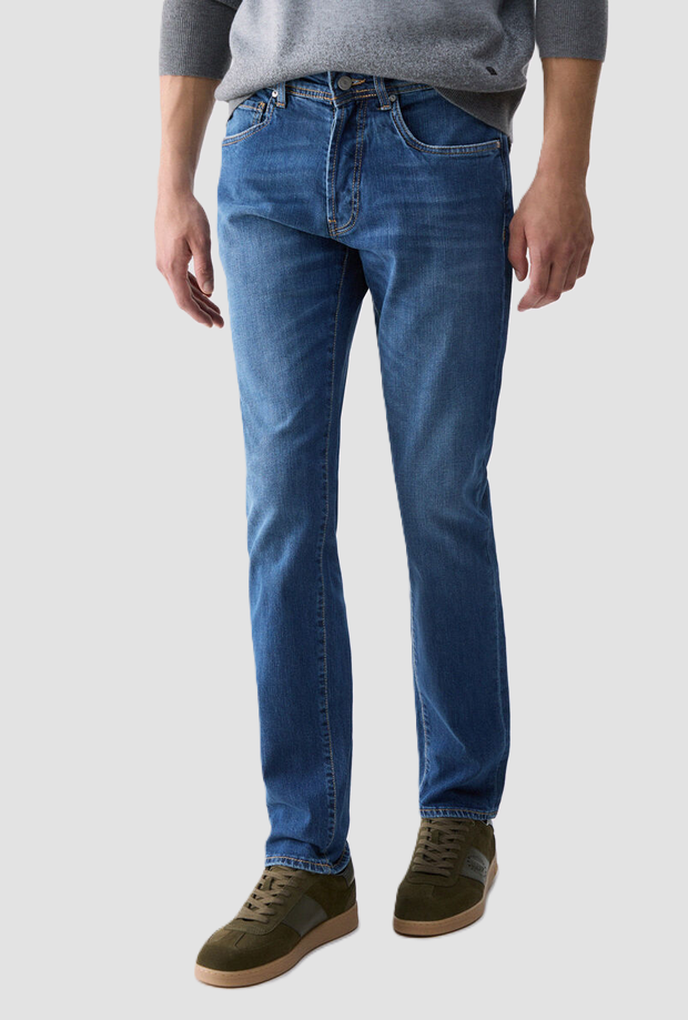 Jeans straight uomo blu denim 
