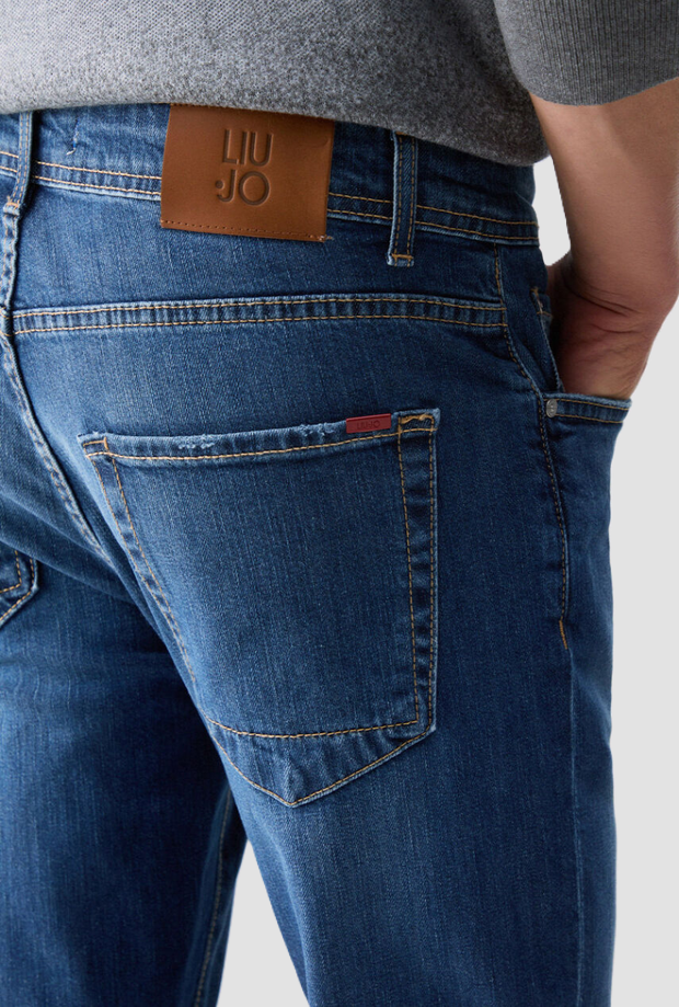 Jeans straight uomo blu denim 