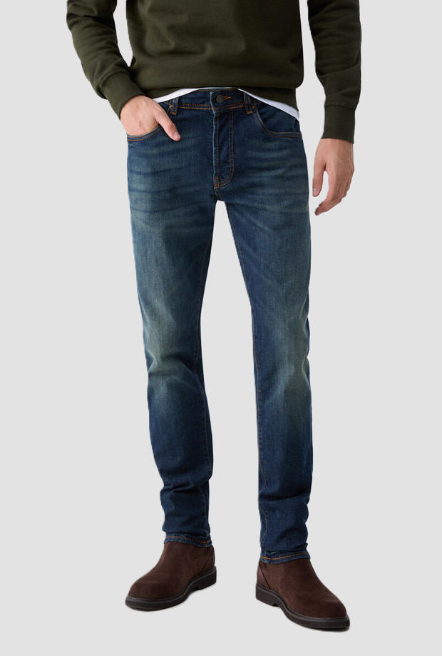 Jeans straight uomo blu scuro 