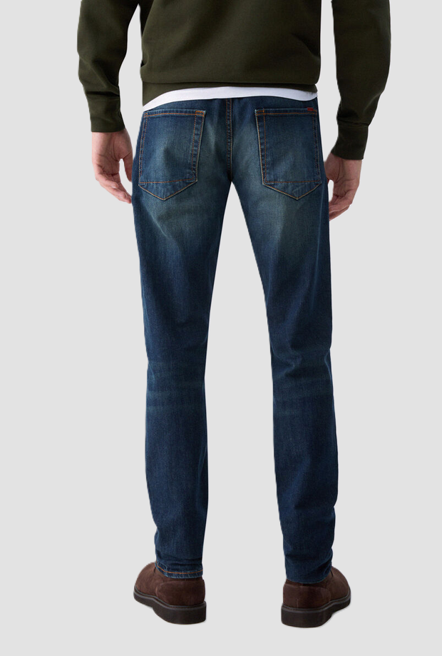 Jeans straight uomo blu scuro 